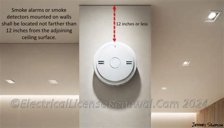 Where should a smoke detector be placed in a vaulted ceiling